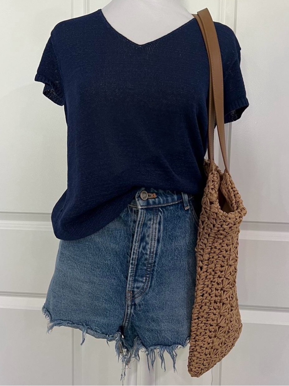 Vintage Casual Corner V-Neck Short Sleeve Sweater